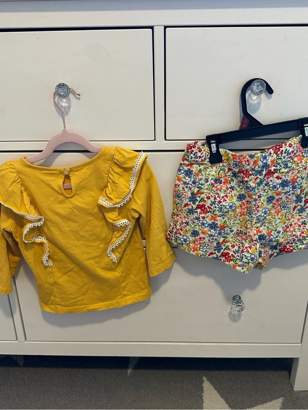 Janie and Jack Mustard Yellow Ruffle Top with Floral Shorts Set